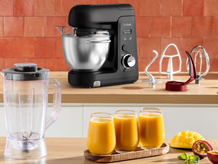 Кухонна машина Tefal Bake Partner + 1100Вт, чаша-метал, корпус-пластик, насадок-9, чорний