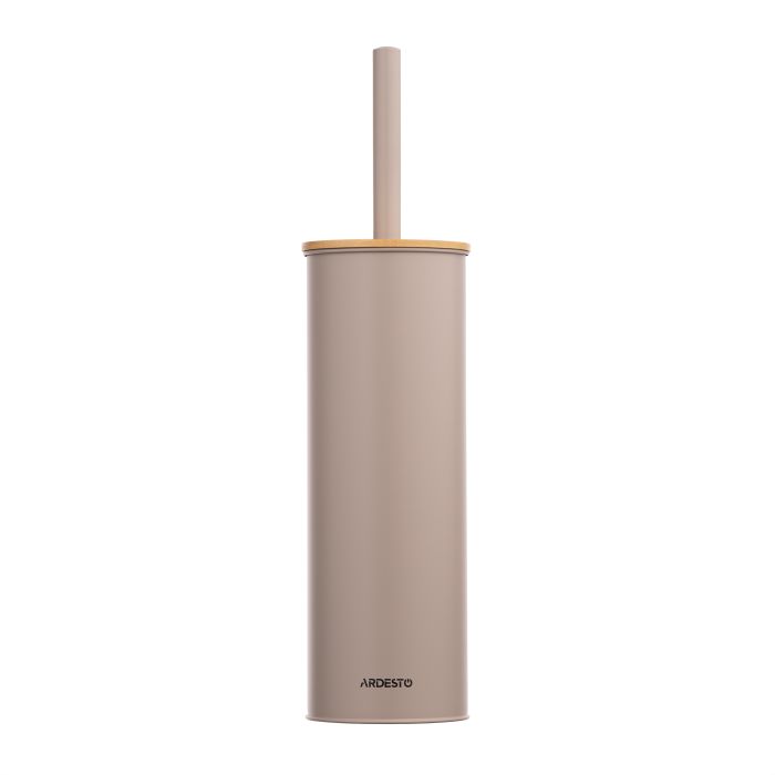 Набір щітка для унітазу з підставкою Ardesto Minimalism 9.5x27.5/38см, метал, поліпропілен, бамбук, бежевий