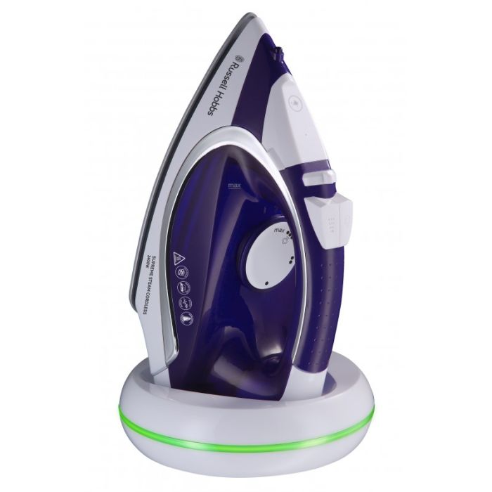 Праска Russell Hobbs безпровідна Supreme Steam Cordless, 2400Вт, 300мл, паровий удар -40гр, постійна пара - 135гр, база для заряджання, автовимкнення, керам. підошва, біло-синій