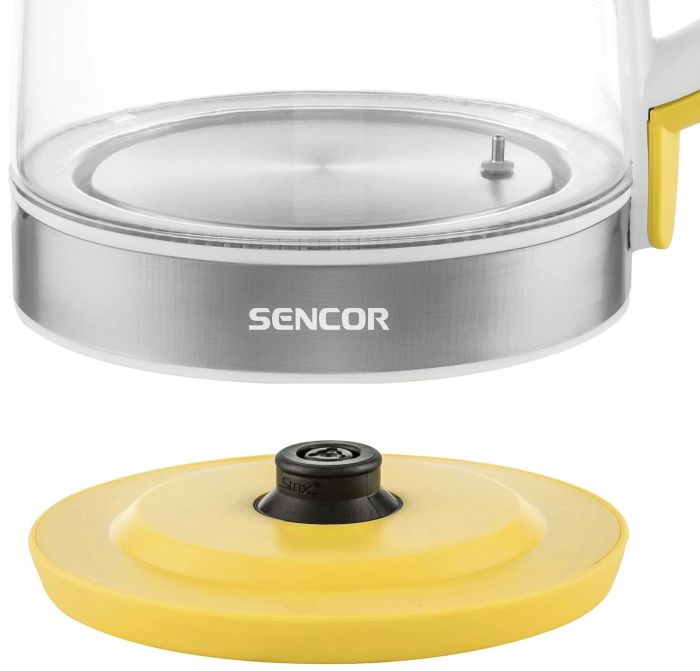 Электрочайник Sencor 2л, Strix, стекло, 5 темп.реж, желтый