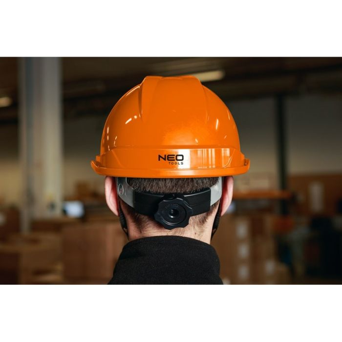 Каска защитная Neo Tools, пластик ABS, пряжка для регулировки, оранжевый.