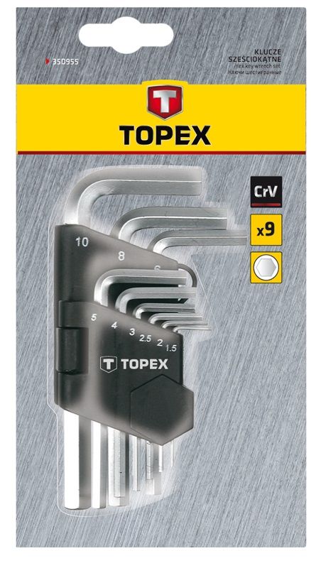 Ключі шестигранні TOPEX, набір 9шт, короткі, CrV, 1.5-10мм