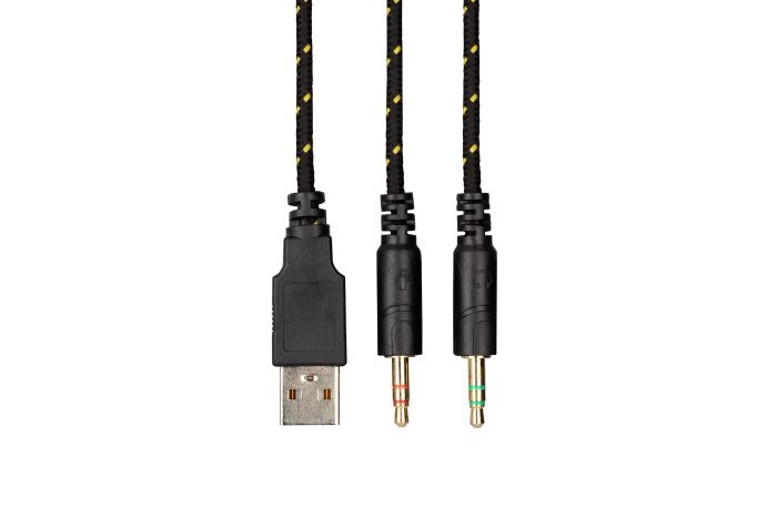 Гарнитура игровая 2E GAMING HG340, mini-jack/dual 3.5mm, RGB, 2м, жёлтый
