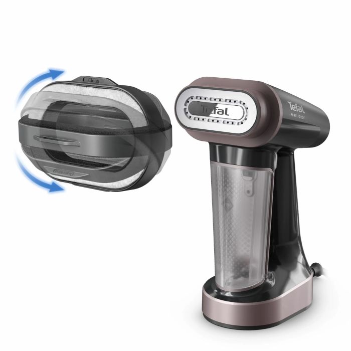 Отпариватель Tefal компактный Pure Force, 1800Вт, 180мл, постоянный пар - 35гр, керам. подошва, черно-розовый