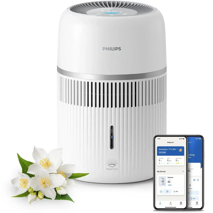Зволожувач повітря Philips традиційне зволоження, 44м2, 3.5л, 300мл/г, електр. кер-ння, дисплей. сенсор, білий