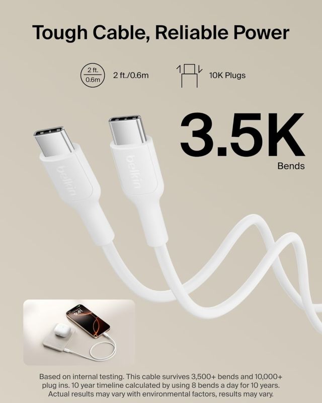 Акумулятор портативний літій-іонний Power Bank Belkin 5000мА·год, 15Вт/Qi2 7.5Вт, Slim Magnetic Ring, пісочний