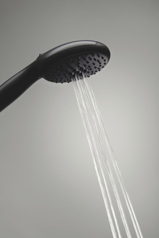 Душова система Grohe QuickFix Vitalio Start System 250 зі змішувачем-термостатом для ванни, довж. виливу - 169мм, верхній душ, лійка, кріпл. - на стійці, матовий чорний
