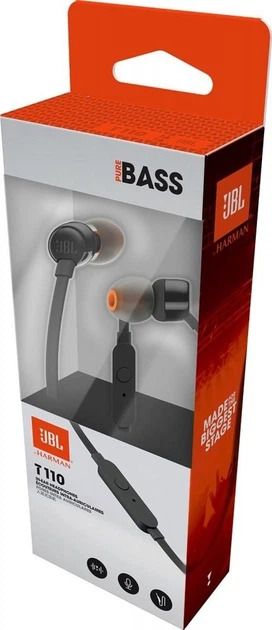 Наушники In-ear JBL Tune 110 3.5 mini-jack, Mic, Черный