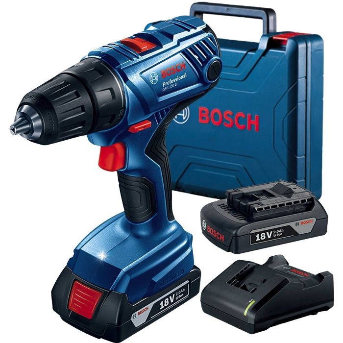 Шуруповерт-дрель аккумуляторная Bosch Professional GSR 180-LI 18В 2х2А·час 21-54Нм 450·1900об·мин ЗП GAL 18V-20 кейс 1.6кг
