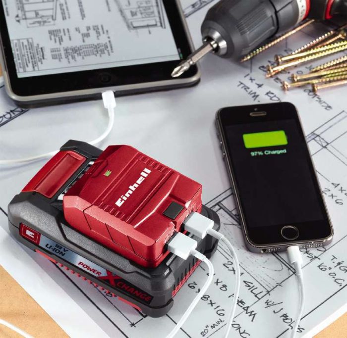 Зарядний пристрій Einhell TE-CP 18 Li USB PXC 18В1А/2.1А 2хUSB 0.06кг
