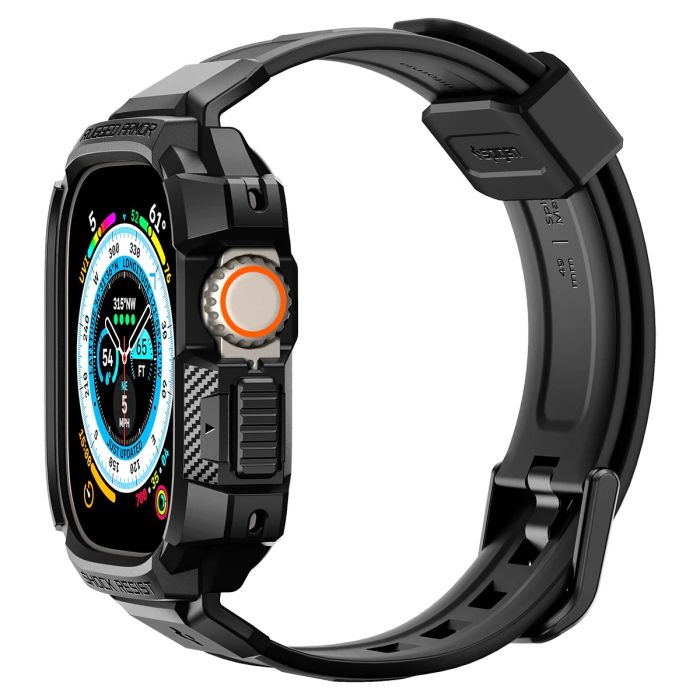 Чехол и ремешок 2в1 Spigen для Apple Watch Ultra 49mm, Rugged Armor Pro, Black