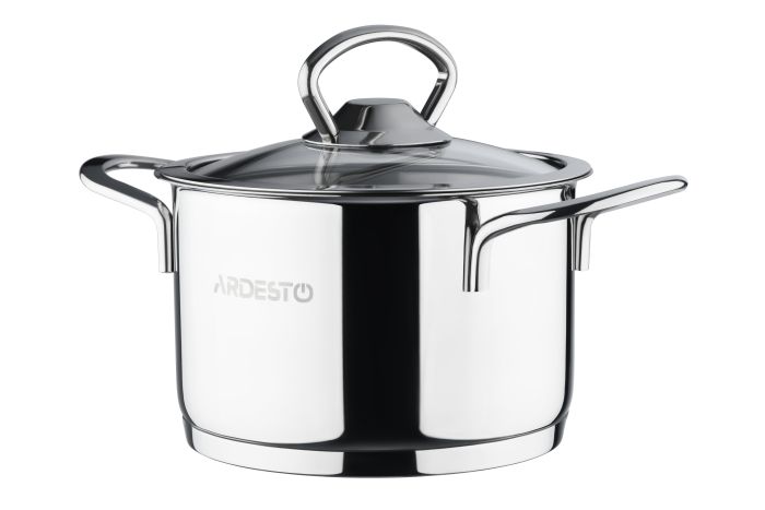 Каструля зі скляною кришкою Ardesto Luna,0.9л, нержавіюча сталь