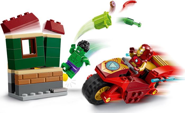 Конструктор LEGO Marvel Железный Человек на мотоцыкле и Халк