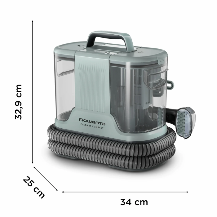 Пилосос Rowenta миючий Clean It Compact, 400Вт, конт пил -0,85л, вода -1,4л, 11500 Па, 4 насадки, зелений