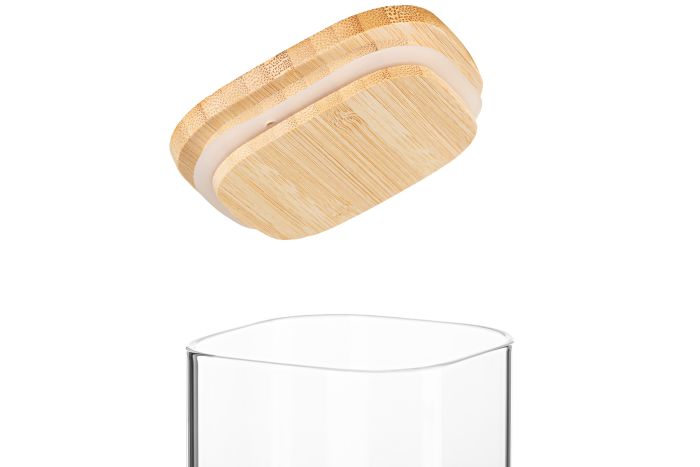 Банка для хранения Ardesto Midori, 1000мл, стекло, бамбук, квадратная, прозрачный