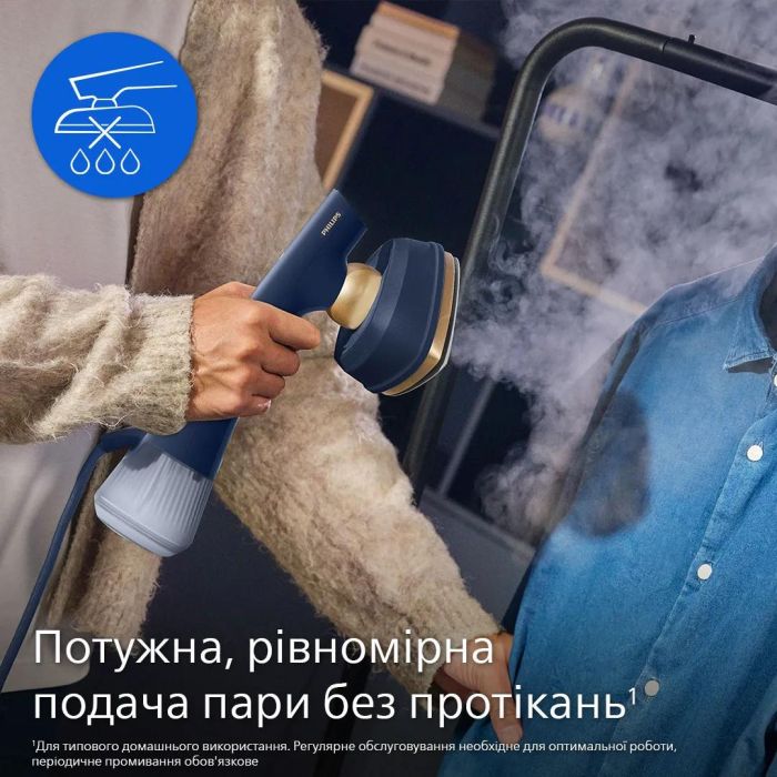 Відпарювач-праска Philips OneTurn, 1800Вт, 200мл, паровий удар -90гр, поворот для зміни типу девайса, алюміній, синій