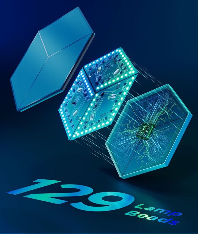 Набор настенных светильников Govee H606A Glide Hexagon Light, 7шт, RGBIC, WI-FI/Bluetooth, Meteor grey