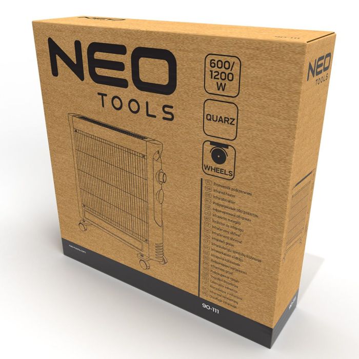 Обогреватель инфракрасный Neo Tools, 1200Вт, кварцевый нагрев. элемент, чёрный