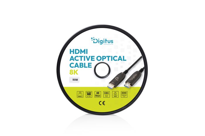 Кабель DIGITUS HDMI UHD 8K, AOC hybrid-fiber, type A M/M, 50м, черный