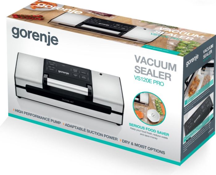 Вакуумный упаковщик GORENJE, электронное управление, 120 Вт., ф-ция запаивания и вакуумиров