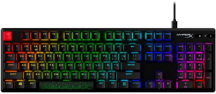 Клавіатура механічна HyperX Alloy Origins PBT 104key, AqUK, USB-A, EN/UA, RGB, чорний