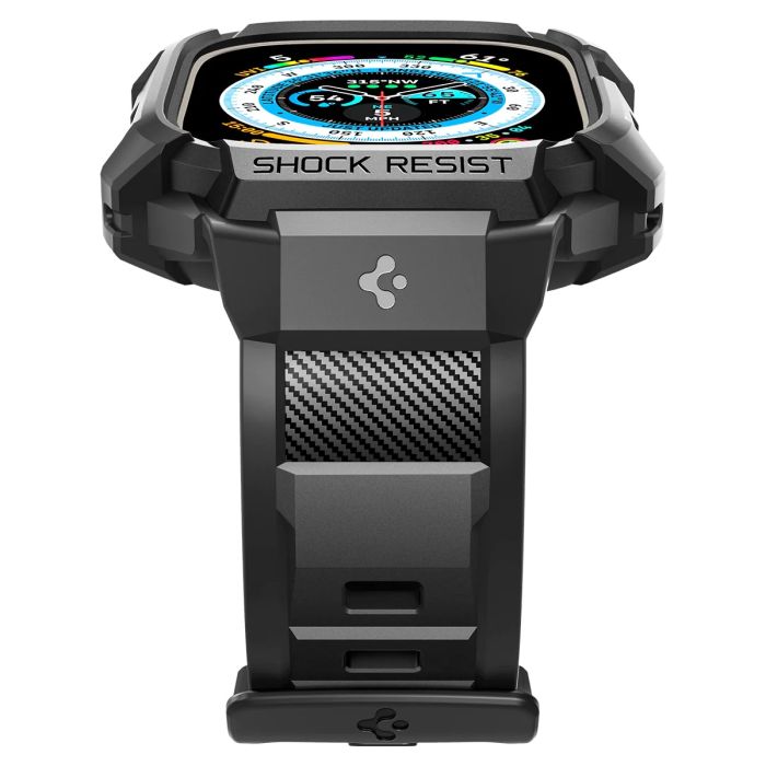 Чехол и ремешок 2в1 Spigen для Apple Watch Ultra 49mm, Rugged Armor Pro, Black