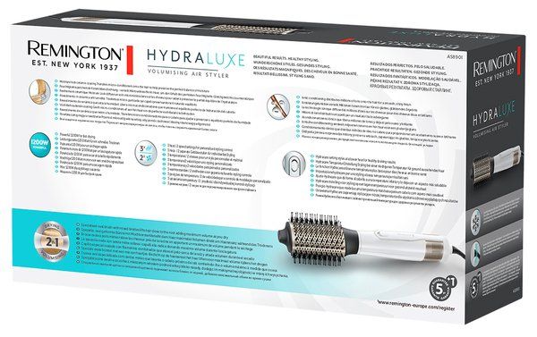 Фен-щітка Remington HydraLuxe, 1200Вт, 3 режими, іонізація, хол. обдув, кераміка, білий