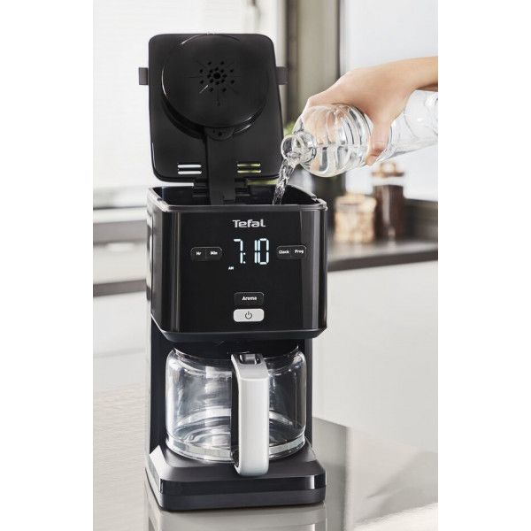 Кавоварка Tefal крапельна Smart&light 1.25л, мелена, таймер включення, годинник, чорний