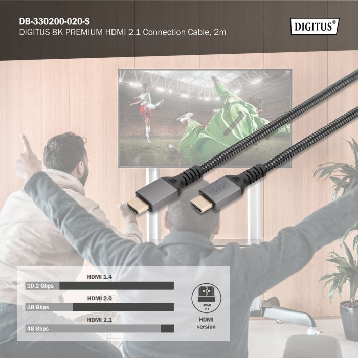 Кабель DIGITUS HDMI (M/M), 8K, Ultra High speed/Ethernet, 2м, чорний