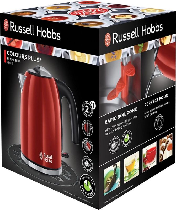 Электрочайник Russell Hobbs Colours Plus 1.7л, металл, красно-черный