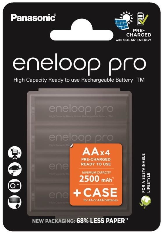 Аккумулятор Panasonic Eneloop NI-MH Pro AA 2500 мАч 4 шт, с кейсом для хранения