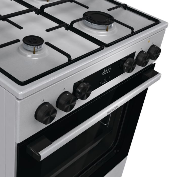 Плита Gorenje комби, 71л, 60x60см, дисплей,  эмалированные реш, программатор IconLed,нерж