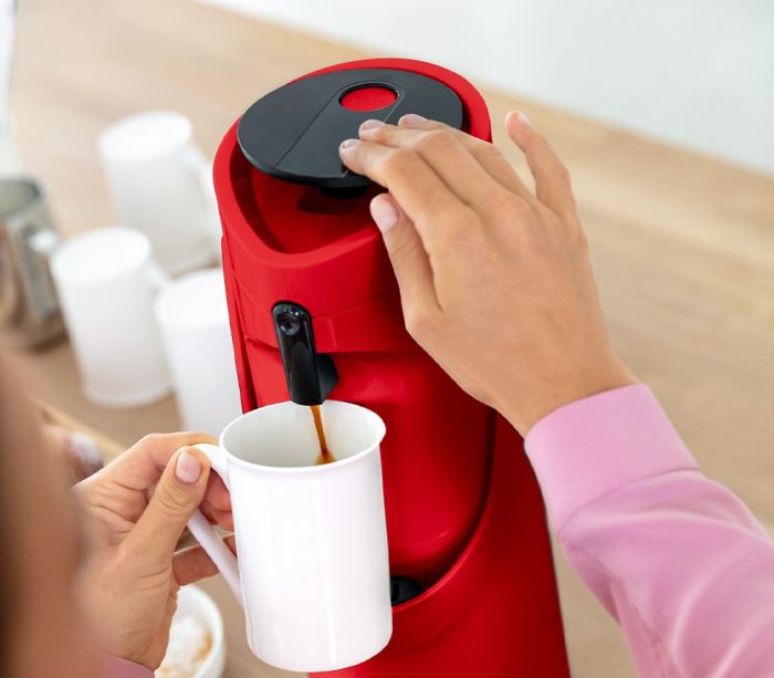 Термос Tefal Ponza Pump, 1.9л, пластик, стекло, красный