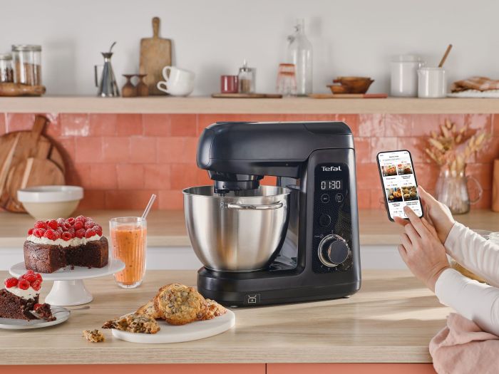 Кухонна машина Tefal Bake Partner + 1100Вт, чаша-метал, корпус-пластик, насадок-9, чорний