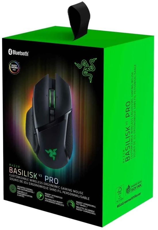 Мышь Razer Basilisk V3 Pro, RGB, USB-A/WL/BT, чёрный