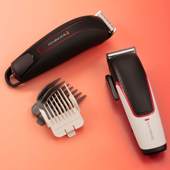 Машинка для стрижки Remington Easy Fade Pro, мережа+акум., роторний мотор, насадок-19, кейс, аксесуари в компл., червоно-чорний