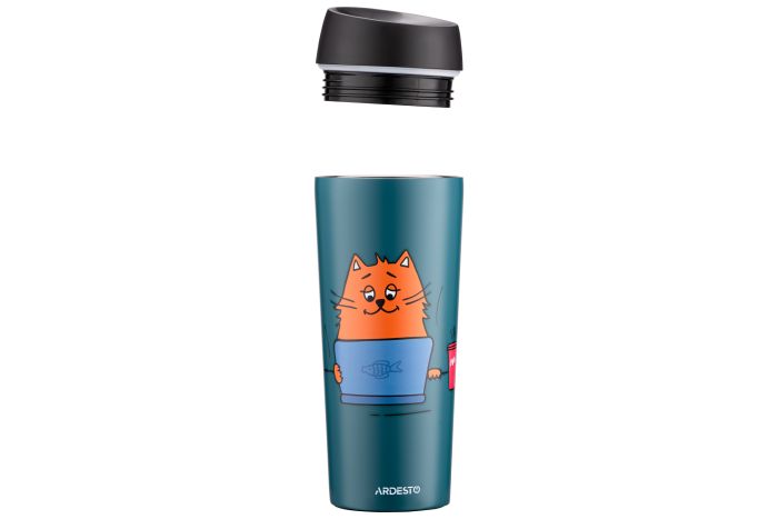 Термочашка Ardesto Coffee time Red Cat, 450мл, нержавеющая сталь, синий