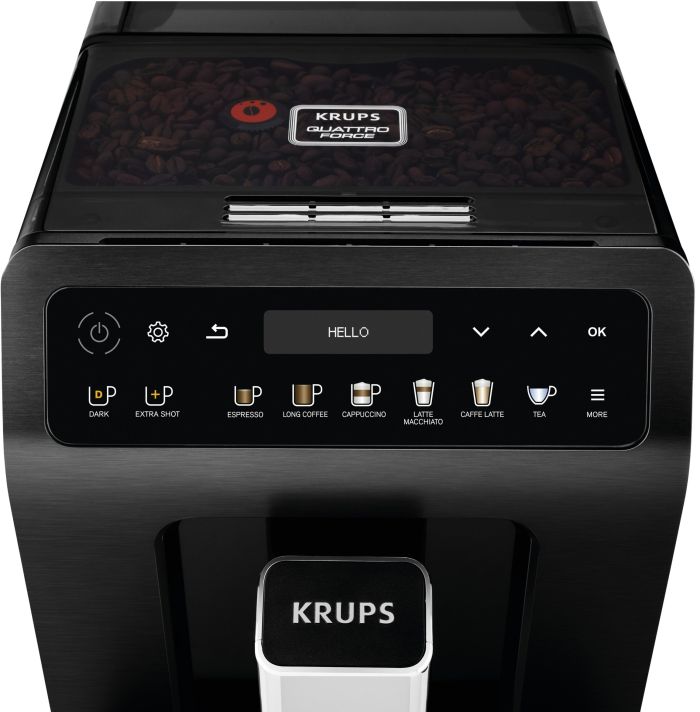 Кофемашина Krups Evidence Plus Titanium 2.3л, зерно, автомат.капучинатор, OLED диспл, аторец. - 19, черный