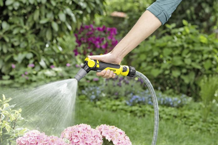 Зрошувач ручний Karcher "Plus", пістолетний, поворотне руків'я, регулювання напору води, регулювання форми струменя води