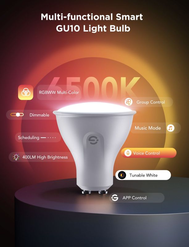Набор ламп 2шт Govee B600D GU10 Smart LED Bulb, RGBWW, WI-FI/Bluetooth, белый
