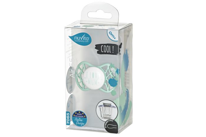 Пустышка Nuvita 7065 Air55 Cool симметрическая 0m+ "I LOVE MUM" мятная