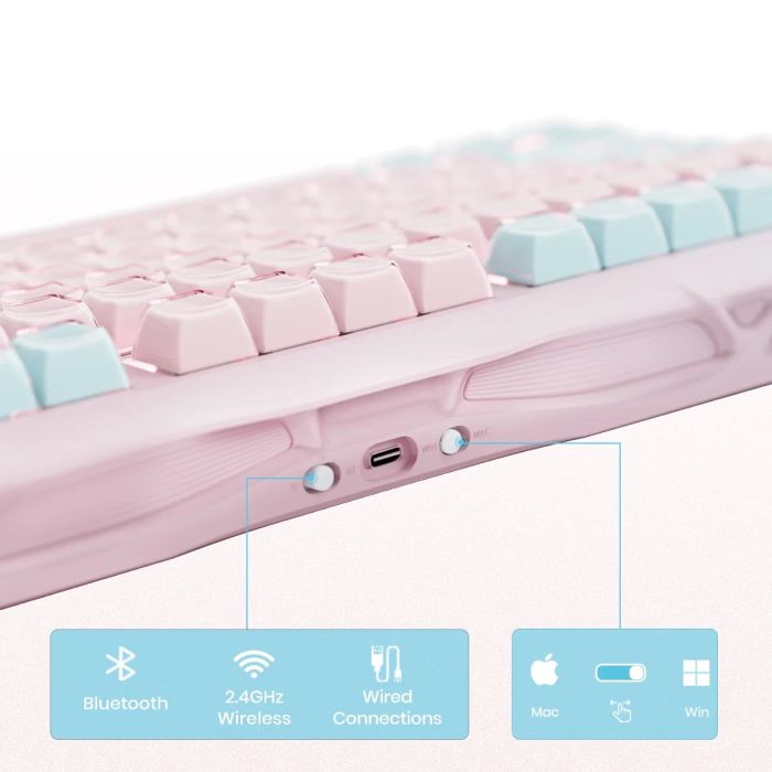 Клавиатура механическая GravaStar Mercury K1 Lite 80keys, GravaStar x BSUN Grey, BT/WL/USB, Lumen Rose