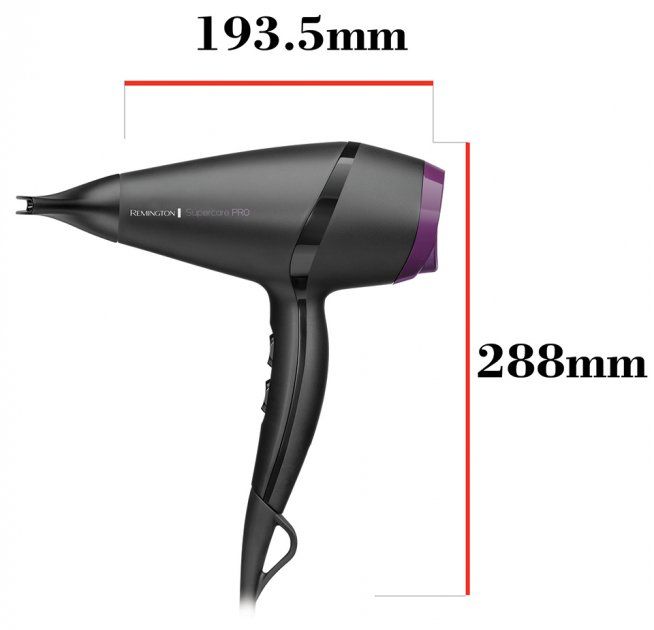 Фен Remington Supercare PRO 2100 AC motor, 2100Вт, 3 режими, іоніз-я, хол. обдув, чорний