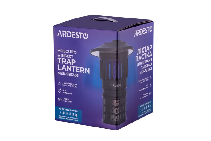 Ліхтар антимоскітний ARDESTO, 5 Вт, авт.робота 14 год, 6000-6500К, акумулятор 2000 мА•год., USB-C > USB-A, чорний
