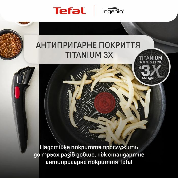 Набір посуду Tefal Ingenio Inspiration, 6предметів, алюміній, скло, бакеліт, чорний