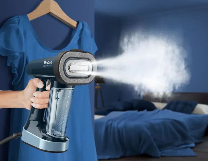 Відпарювач Tefal компактний Pure Force 3в1, 1800Вт, 180мл, постійна пара - 35гр, керам. підошва, синій
