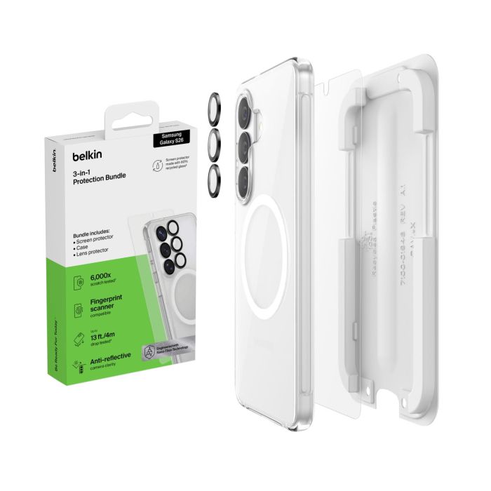 Набір захисту Belkin 3в1 для Samsung Galaxy S26 (скло, чохол, захист камери) (1 Pack)