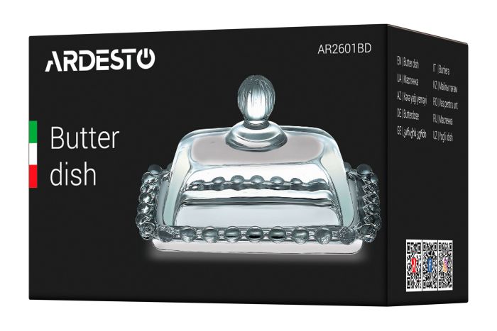 Масленка Ardesto, 11х7см, стекло, прозрачный