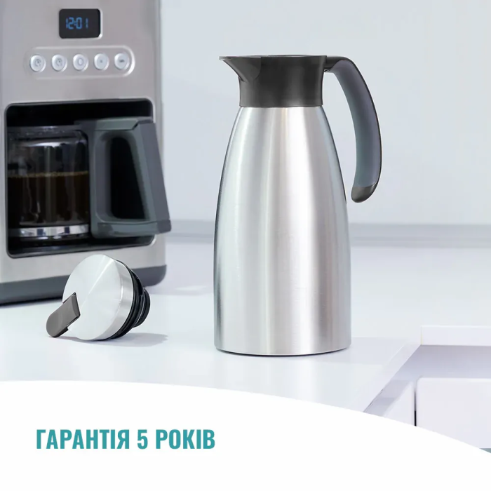 Термоглечик Tefal Soft Grip, 1.5л, нежавіюча сталь, пластик, чорний