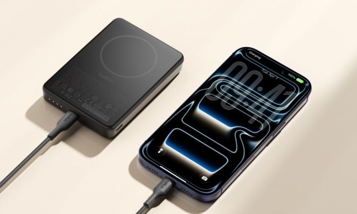 Акумулятор портативний літій-іонний Power Bank Belkin 10000мА·год, 15Вт, Slim Magnetic, чорний